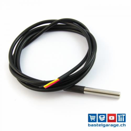 1m DS18B20 Temperaturfühler Kabel mit 4.7K Ohm Widerstand Wasserdicht Sensor 