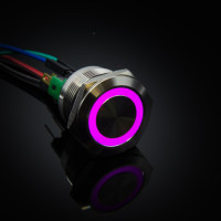 Bouton-poussoir de 22 mm avec éclairage RGB 5V - Acier inoxydable