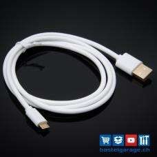 1m Qualität Micro USB Kabel 2A weiss mit Goldkontakten
