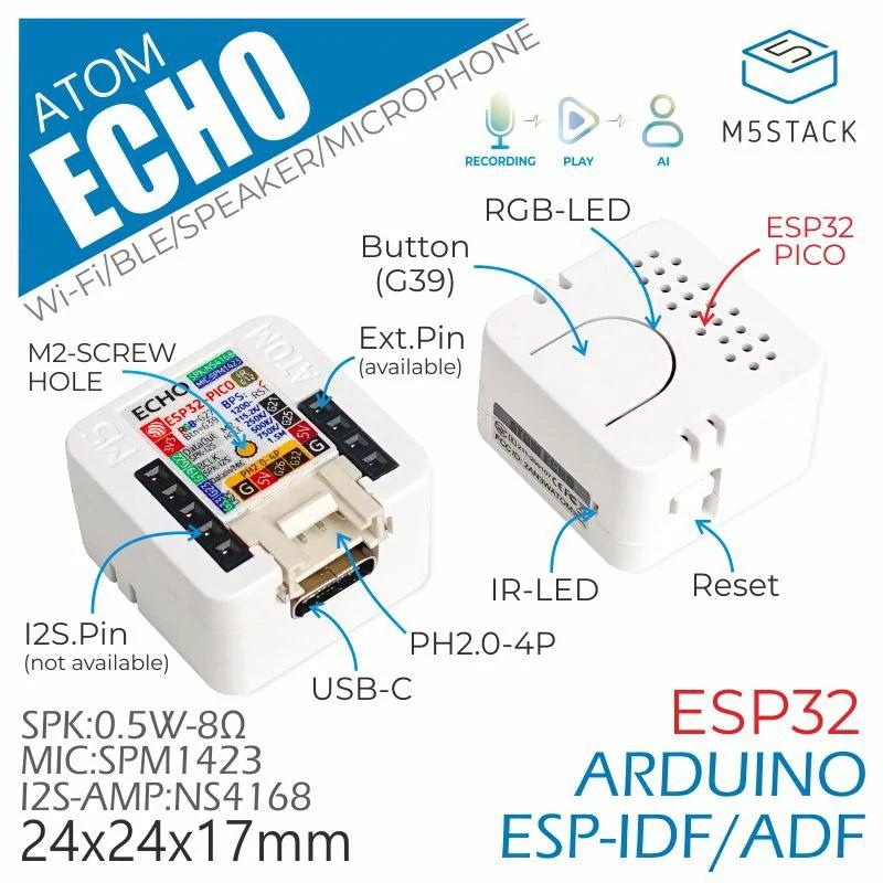 Echo atom esp32 m5stack espressif programmable bastelgarage Atom echo smart speaker development kit