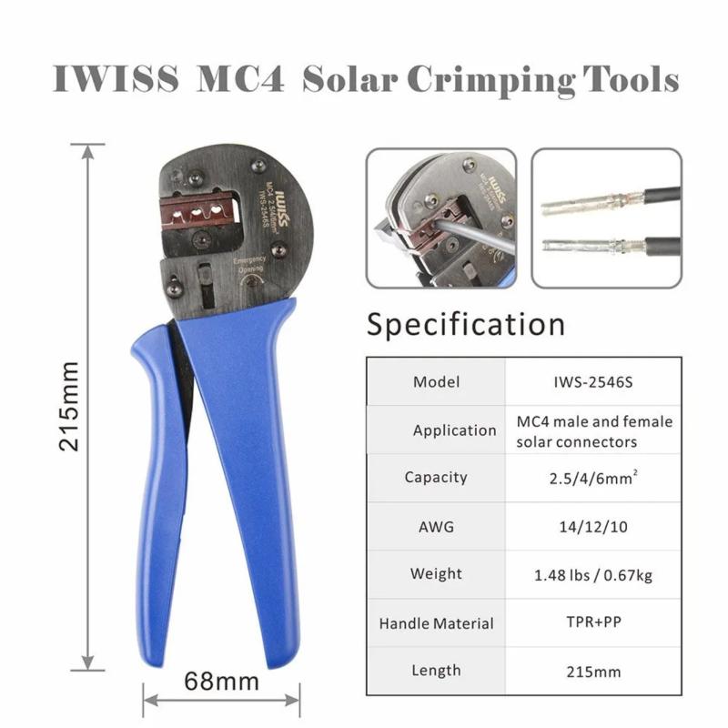 Crimpzange 2,5/4/6mm Crimping Werkzeug Solar Connector MC4 Zange Aderendhülsen 