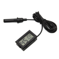 Digital Thermometer Hygrometer with Extension Black