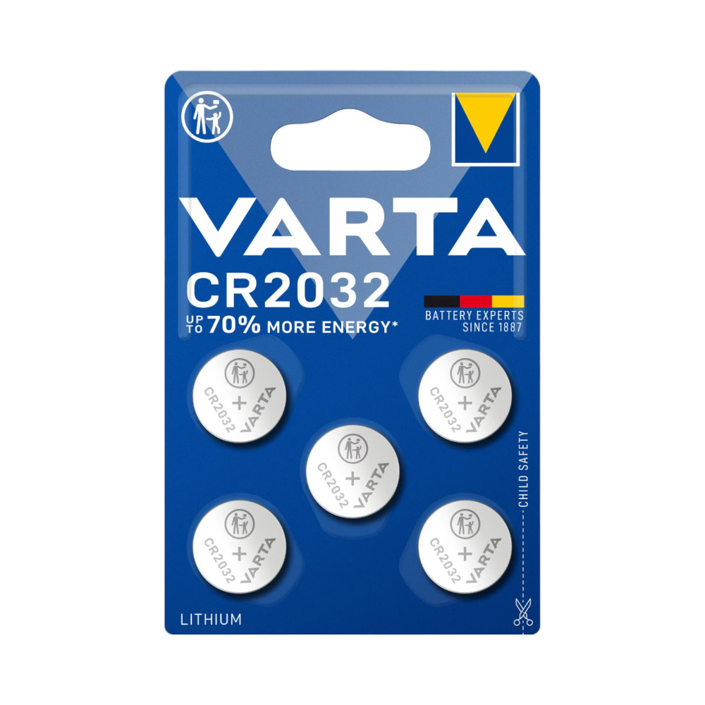 Batteria A Bottone CR2032 3V – Confezione Da 5 Per Orologi, Telecomandi E Giocattoli, Lunga Durata